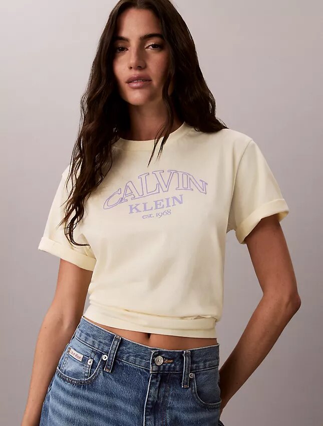 T-shirt Boxy com logótipo em arco T-shirt Boxy com logótipo em arco
