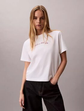 T-shirt Boxy com logótipo em script