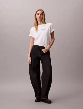T-shirt Boxy com logótipo em script