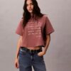 T-shirt Boxy com logótipo em tipo de letra gráfico T-shirt Boxy com logótipo em tipo de letra gráfico