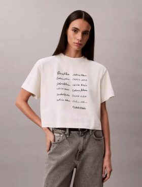 T-shirt Boxy com logótipo em tipo de letra gráfico