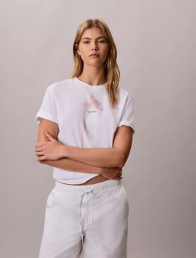 T-shirt Boxy com logótipo floral