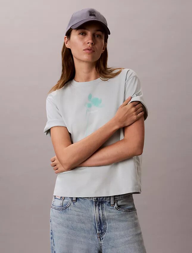T-shirt Boxy com logótipo floral T-shirt Boxy com logótipo floral