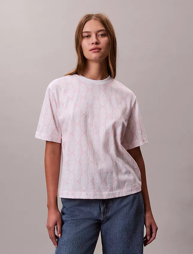 T-shirt Boxy com Monogram em toda a superfície T-shirt Boxy com Monogram em toda a superfície