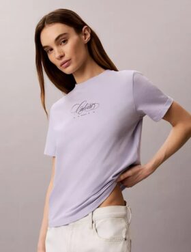 T-shirt clássica com logótipo Calvin Script