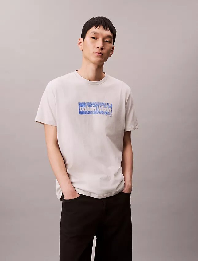 T-shirt clássica com logótipo desbotado T-shirt clássica com logótipo desbotado