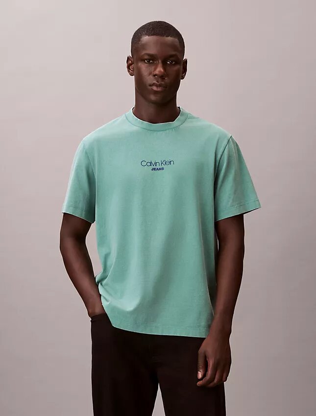 T-shirt clássica com logótipo e efeito de lavagem ácida T-shirt clássica com logótipo e efeito de lavagem ácida