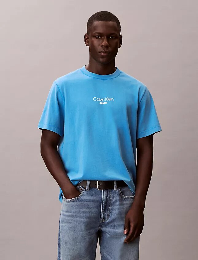 T-shirt clássica com logótipo e efeito de lavagem ácida T-shirt clássica com logótipo e efeito de lavagem ácida