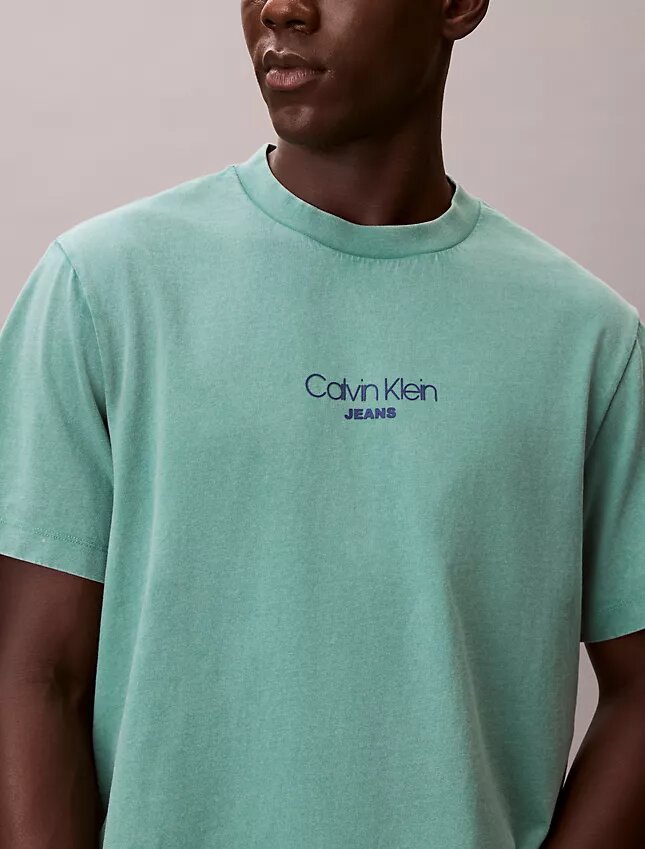 T-shirt clássica com logótipo e efeito de lavagem ácida T-shirt clássica com logótipo e efeito de lavagem ácida