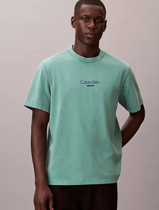 T-shirt clássica com logótipo e efeito de lavagem ácida T-shirt clássica com logótipo e efeito de lavagem ácida