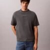 T-shirt clássica de gola redonda com logótipo estampado em cor desbotada T-shirt clássica de gola redonda com logótipo estampado em cor desbotada