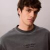 T-shirt clássica de gola redonda com logótipo estampado em cor desbotada T-shirt clássica de gola redonda com logótipo estampado em cor desbotada