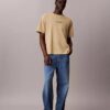 T-shirt clássica de gola redonda com logótipo estampado em cor desbotada