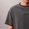 T-shirt clássica de gola redonda com logótipo estampado em cor desbotada T-shirt clássica de gola redonda com logótipo estampado em cor desbotada
