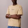 T-shirt clássica de gola redonda com logótipo estampado em cor desbotada
