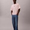 T-shirt clássica de gola redonda com logótipo estampado em cor desbotada T-shirt clássica de gola redonda com logótipo estampado em cor desbotada