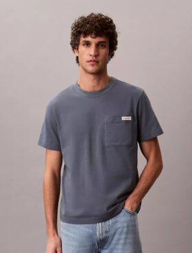 T-shirt com bolso em jersey de algodão