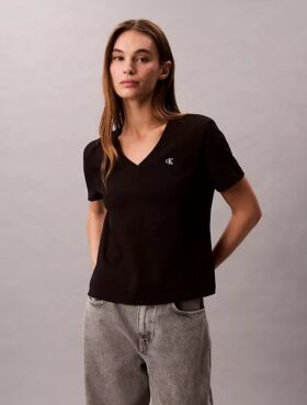 T-shirt com decote em V e Monogram