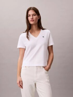 T-shirt com decote em V e Monogram
