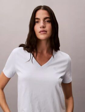 T-shirt com decote em V e Monogram
