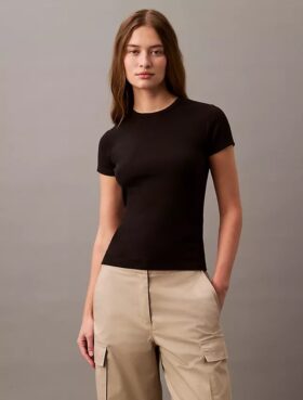 T-shirt de algodão com nervuras