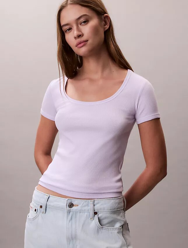T-shirt de algodão com nervuras T-shirt de algodão com nervuras