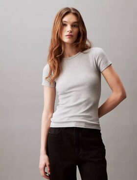 T-shirt de algodão com nervuras