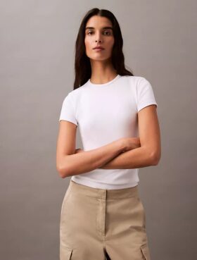 T-shirt de algodão com nervuras
