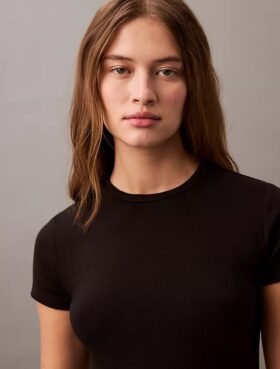 T-shirt de algodão com nervuras
