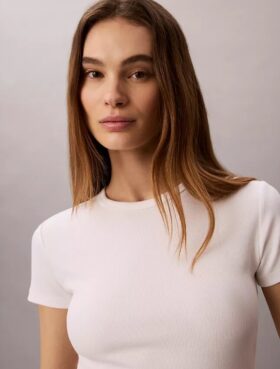 T-shirt de algodão com nervuras