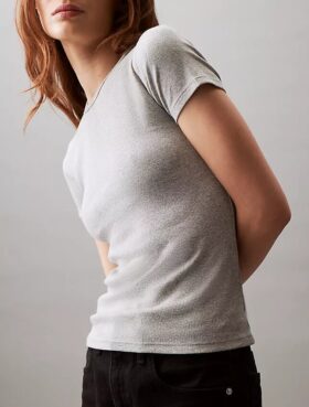 T-shirt de algodão com nervuras