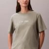 T-shirt de gola redonda com corte largo e logótipo padrão T-shirt de gola redonda com corte largo e logótipo padrão