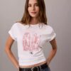 T-shirt de gola redonda com grafismo de paisagem urbana