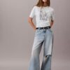 T-shirt de gola redonda com grafismo de paisagem urbana