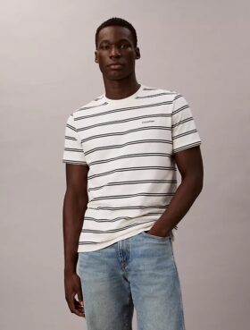 T-shirt de gola redonda com riscas Liquid Touch