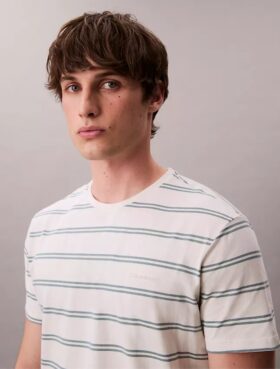 T-shirt de gola redonda com riscas Liquid Touch
