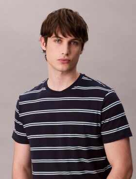 T-shirt de gola redonda com riscas Liquid Touch