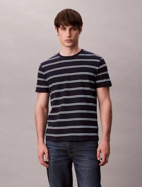T-shirt de gola redonda com riscas Liquid Touch
