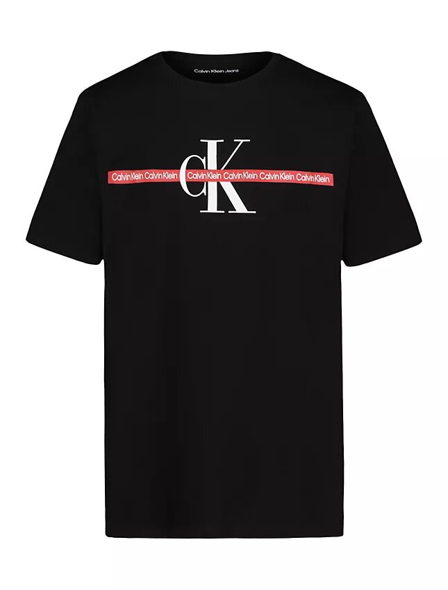 T-shirt de gola redonda com riscas Monologo para meninos T-shirt de gola redonda com riscas Monologo para meninos