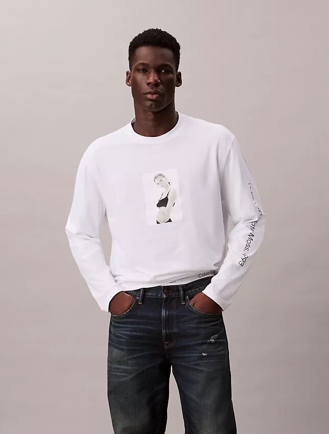 T-shirt de manga comprida com estampado gráfico Kate Moss T-shirt de manga comprida com estampado gráfico Kate Moss