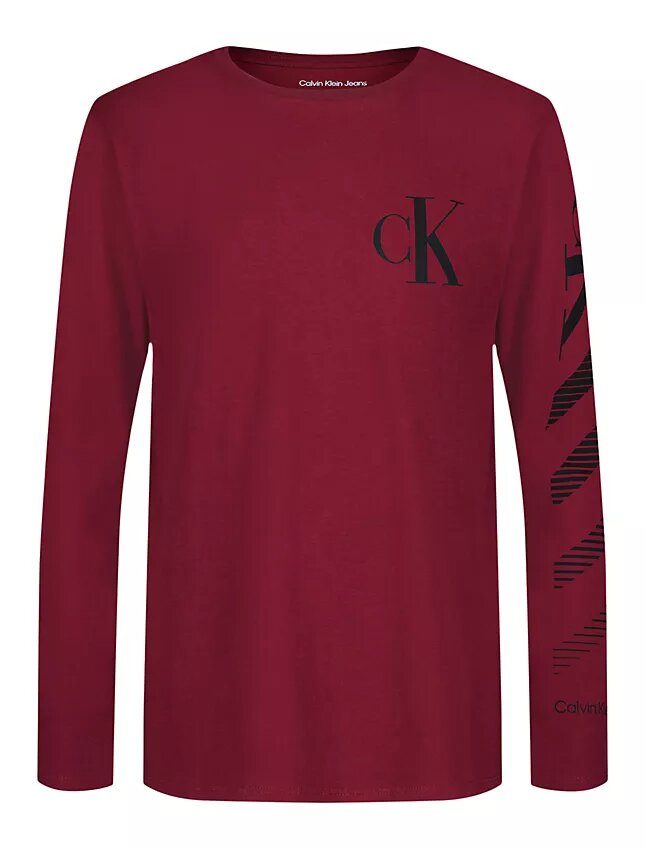 T-shirt de manga comprida com riscas degradadas e Monogram para meninos T-shirt de manga comprida com riscas degradadas e Monogram para meninos