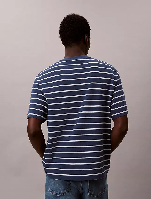 T-shirt Descontraída com Logótipo Listrado T-shirt Descontraída com Logótipo Listrado