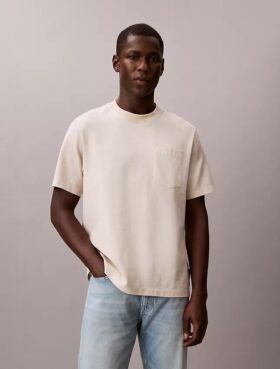 T-shirt Descontraída em Mistura de Algodão