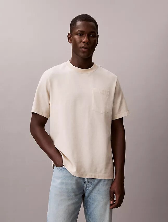 T-shirt Descontraída em Mistura de Algodão T-shirt Descontraída em Mistura de Algodão