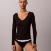 T-shirt Henley em malha Cotton Stretch de algodão T-shirt Henley em malha Cotton Stretch de algodão