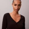 T-shirt Henley em malha Cotton Stretch de algodão T-shirt Henley em malha Cotton Stretch de algodão