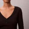 T-shirt Henley em malha Cotton Stretch de algodão T-shirt Henley em malha Cotton Stretch de algodão