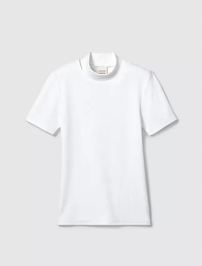 T-shirt justa com decote redondo recortado T-shirt justa com decote redondo recortado