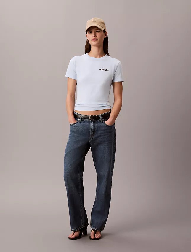 T-shirt justa com logótipo T-shirt justa com logótipo