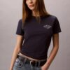 T-shirt justa com logótipo curvo T-shirt justa com logótipo curvo